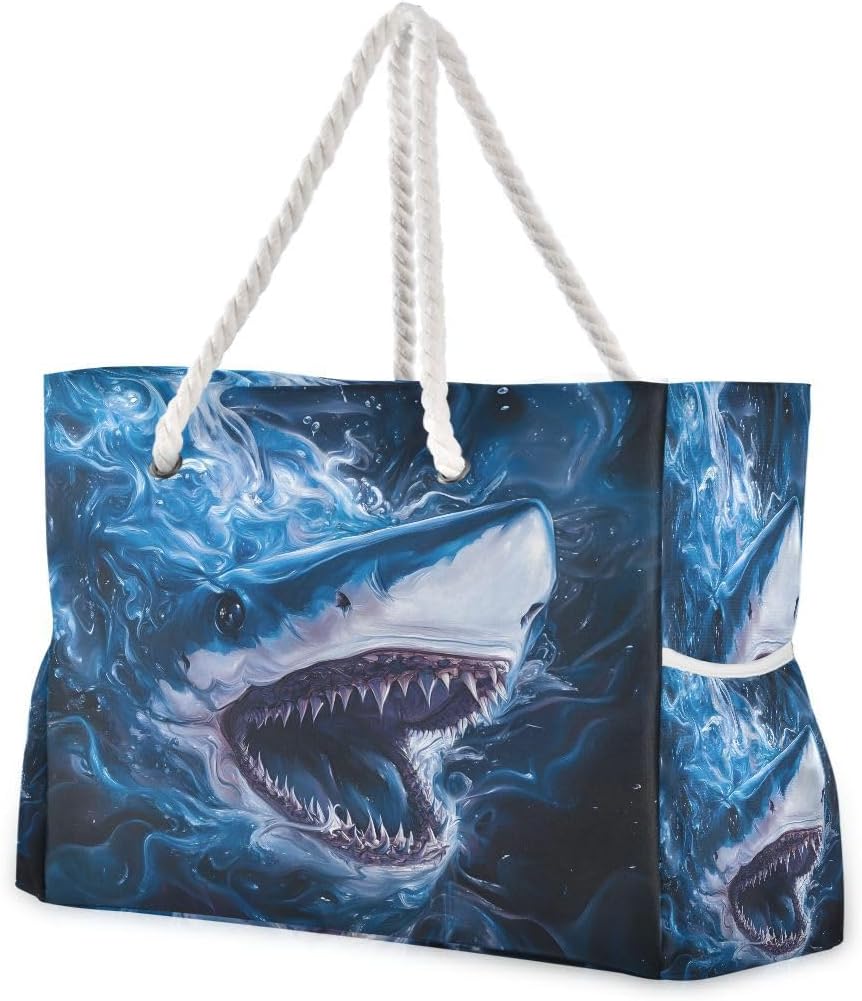 senya Large Beach Bags Totes Canvas Tote Shoulder Bag Soft Wave Water Resistant Bags for Gym Travel Daily Ocean