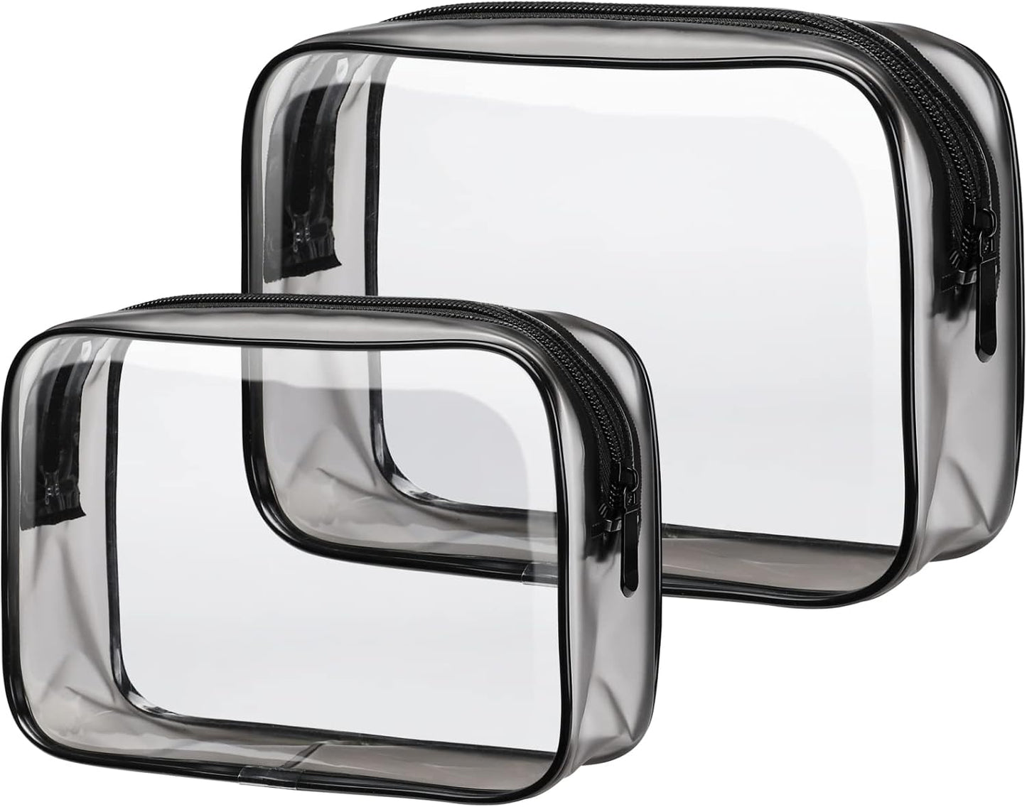 PACKISM TSA Approved Toiletry Bags - 2 Pack Clear Toiletry Bags Clear Travels Bags for toiletries, Cosmetic Bags with Zipper Carry on Toiletry Bag Airport Airline Compliant Bag, Black