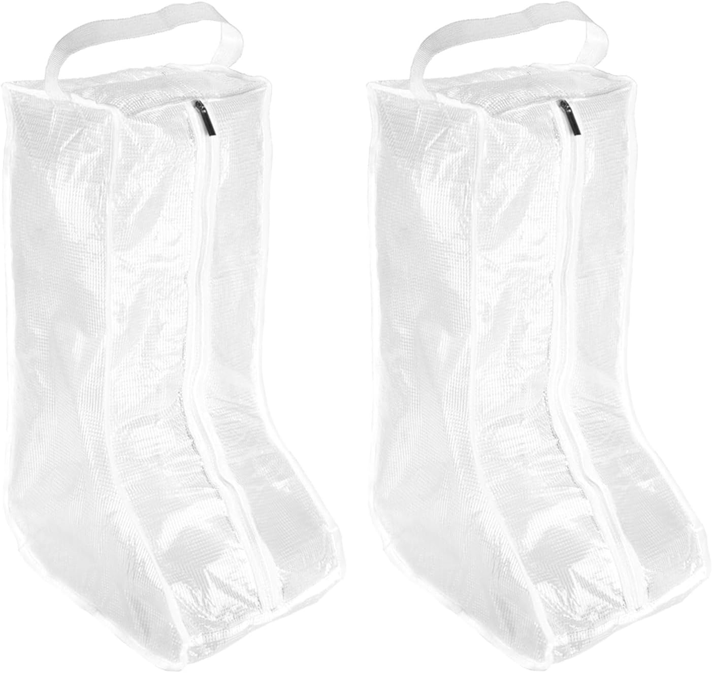 Boot Storage Bags [2PCS] - Plastic Tall Boot Carry Bags Clear Shoe Bags with Handle for Travel & Daily Use - [White] Waterproof & DustProof Boot Bags for Cowboy Boots