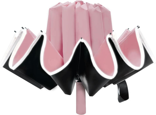 Large Double-Ribs Umbrella Automatic Folding Umbrella for Women Men, Travel, UPF 50+ UV Protection