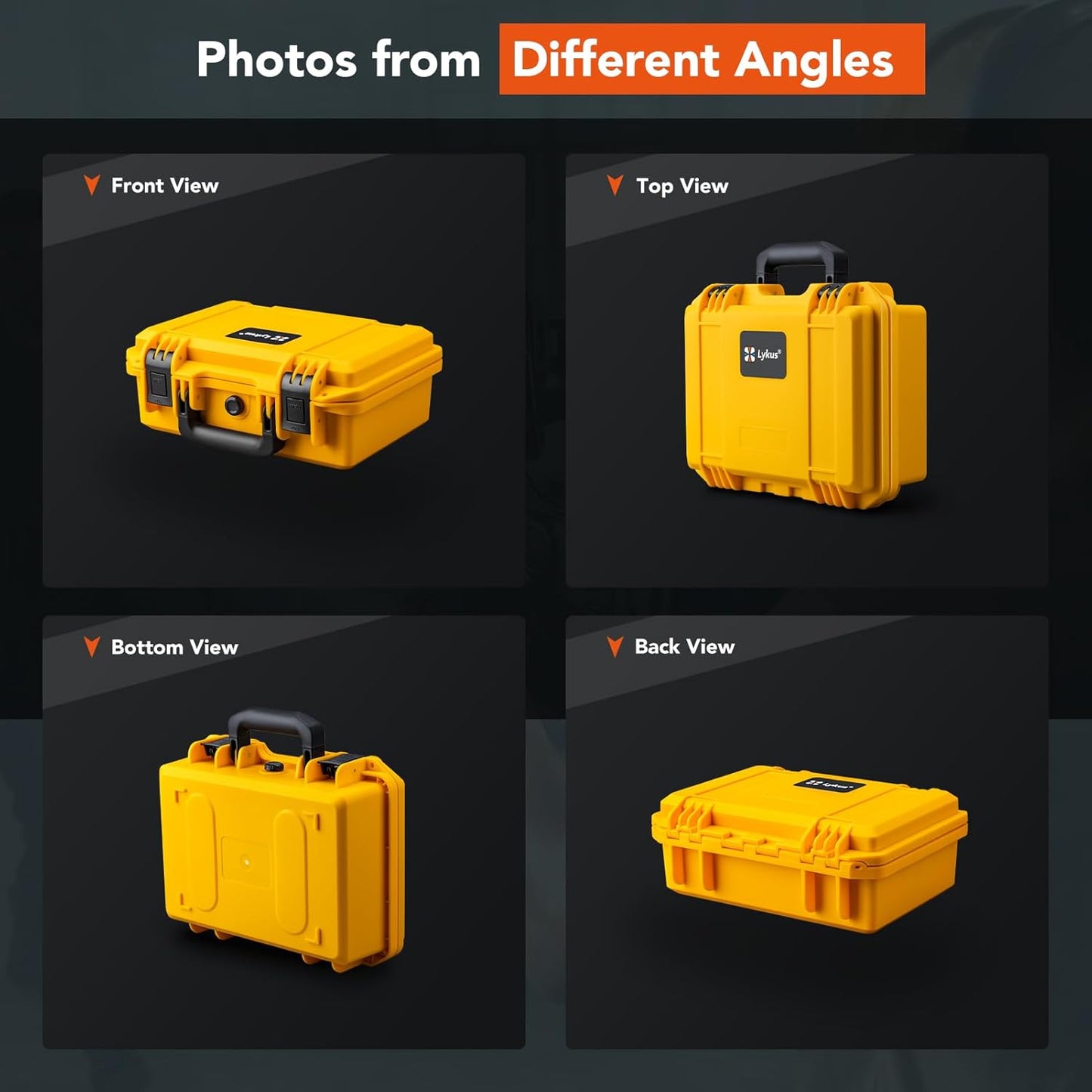 Lykus HC-3010 Waterproof Hard Case with Customizable Foam Insert, Interior Size 11.81x7.87x4.72 in, Suitable for Pistol, Camera, Lens, Drone, Mic, Flashlight, Electronics, Tools, and More