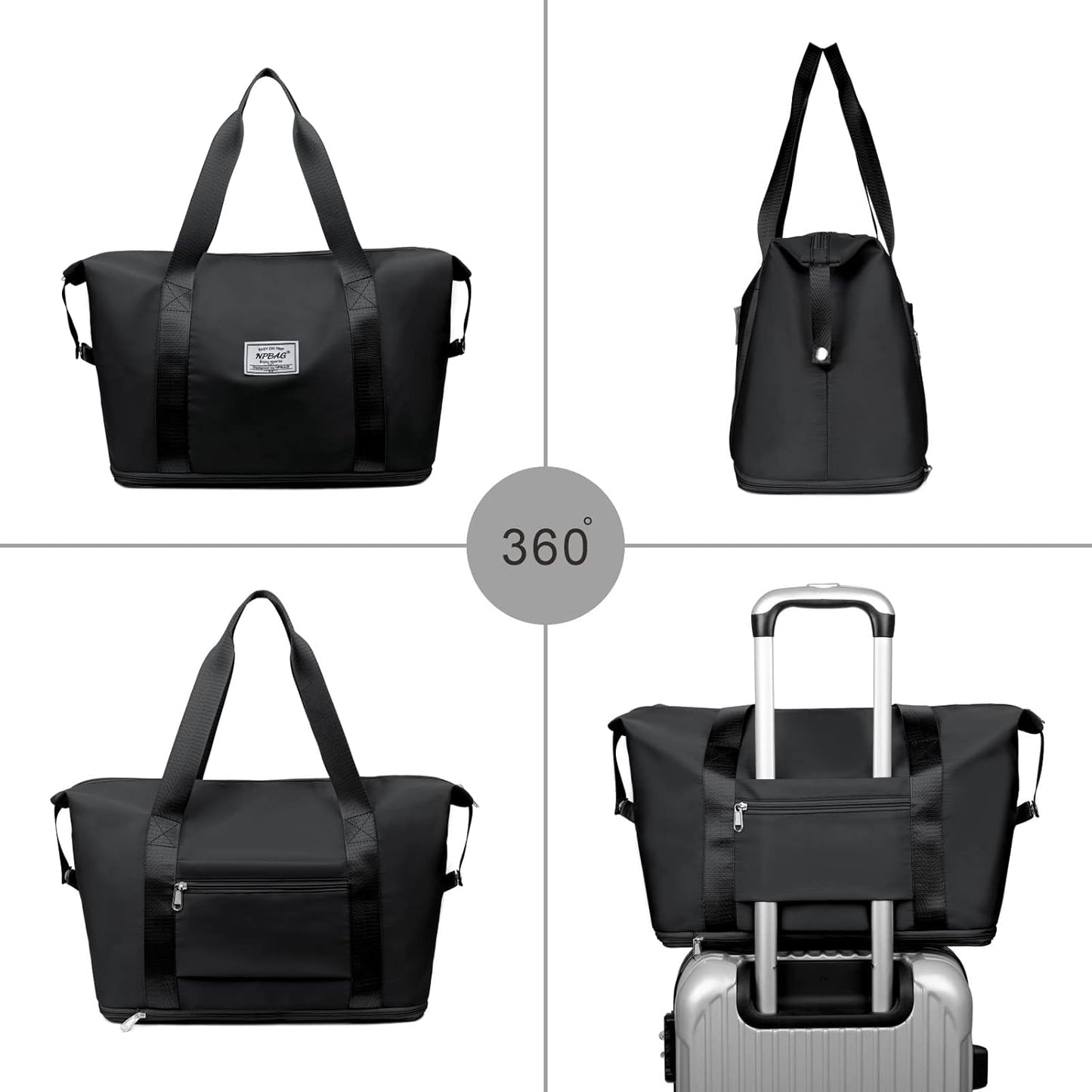 NPBAG Women Travel Duffel, Multi Functional Large Expandable Weekender Carry-on Tote, Gym Workout Overnight Bag, Mommy Hospital Bag for Labor and Delivery