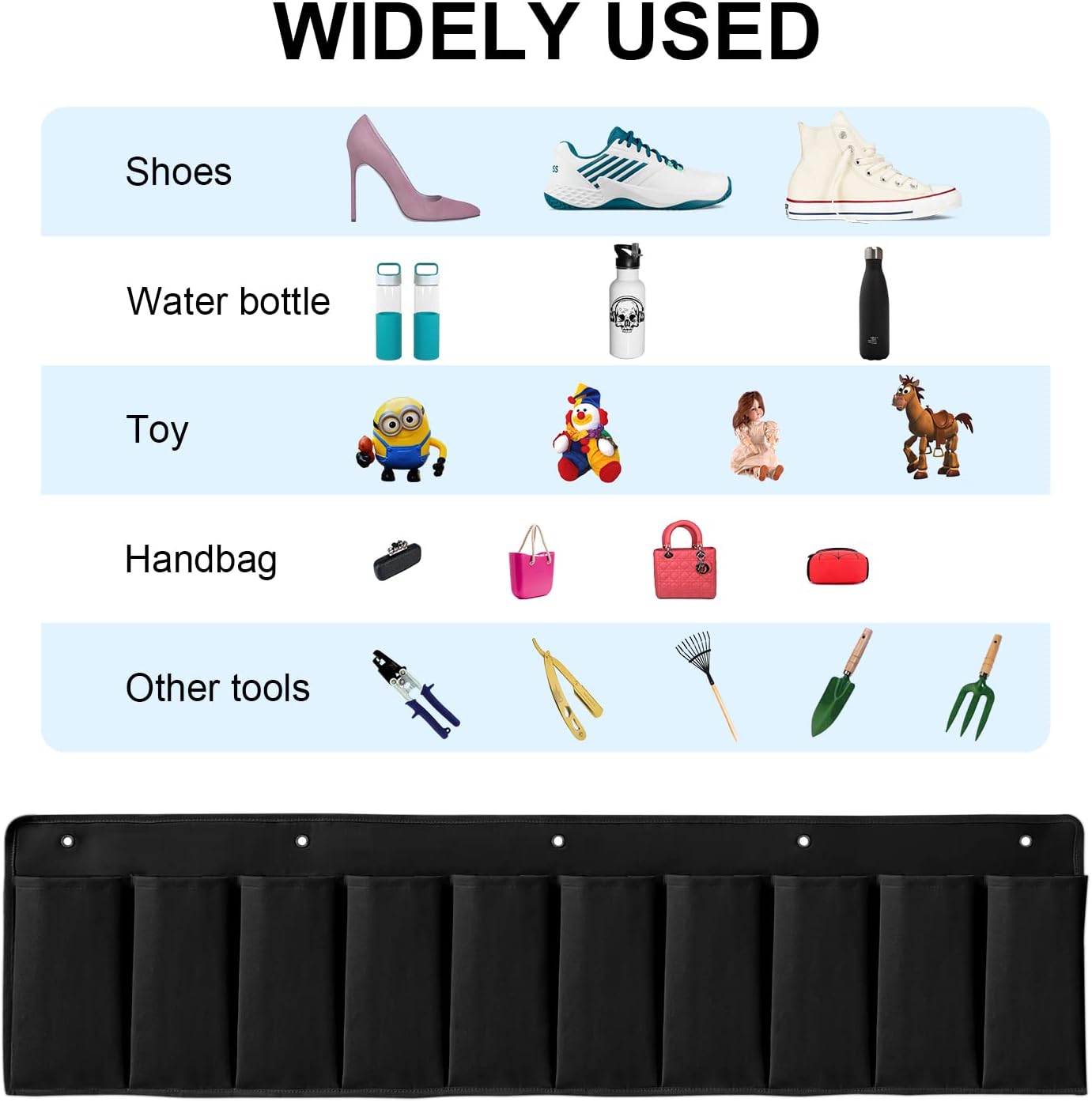 RV Shoe Pockets 10 Pockets Heavy Hanging Bedside Storage Organizer with Sturdy Hooks Storage Pockets Hangs on Bed for Shoes Toys and Tool Accessories