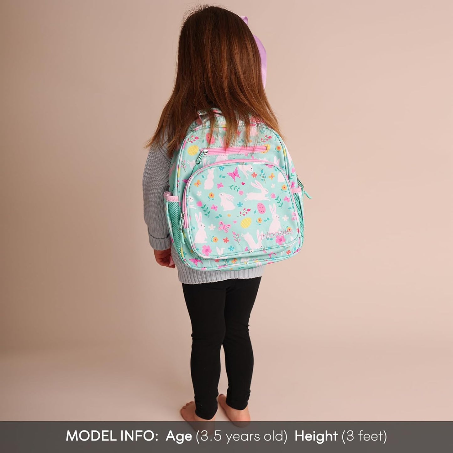 mibasies Toddler Backpack for Girls 2-4: Cute Kids Backpacks for Girls - Preschool Kindergarten Backpack - Rabbit