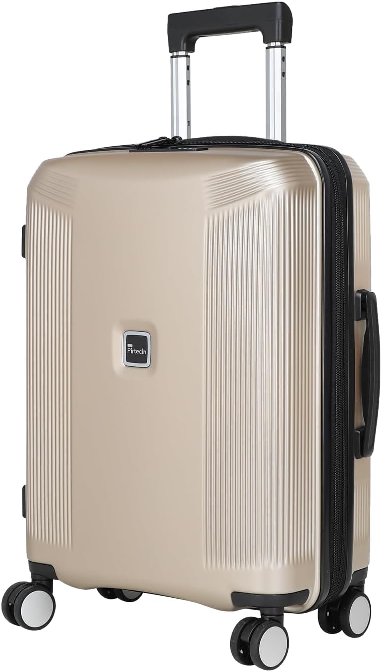 20 Inch Lightweight Expandable Carry On Luggage, PC Hardside Suitcase with Spinner Wheels & TSA Lock, Carry-on 20-Inch, Champagne