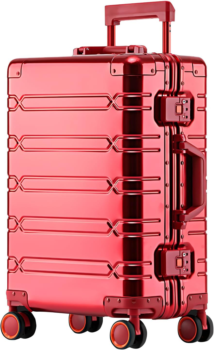 WEICHEN All Aluminum Magnesium 24 Inch Luggage with Spinner Wheels, Hard Case Aluminum Luggage Suitcase with Spinner Wheels and TSA Lock