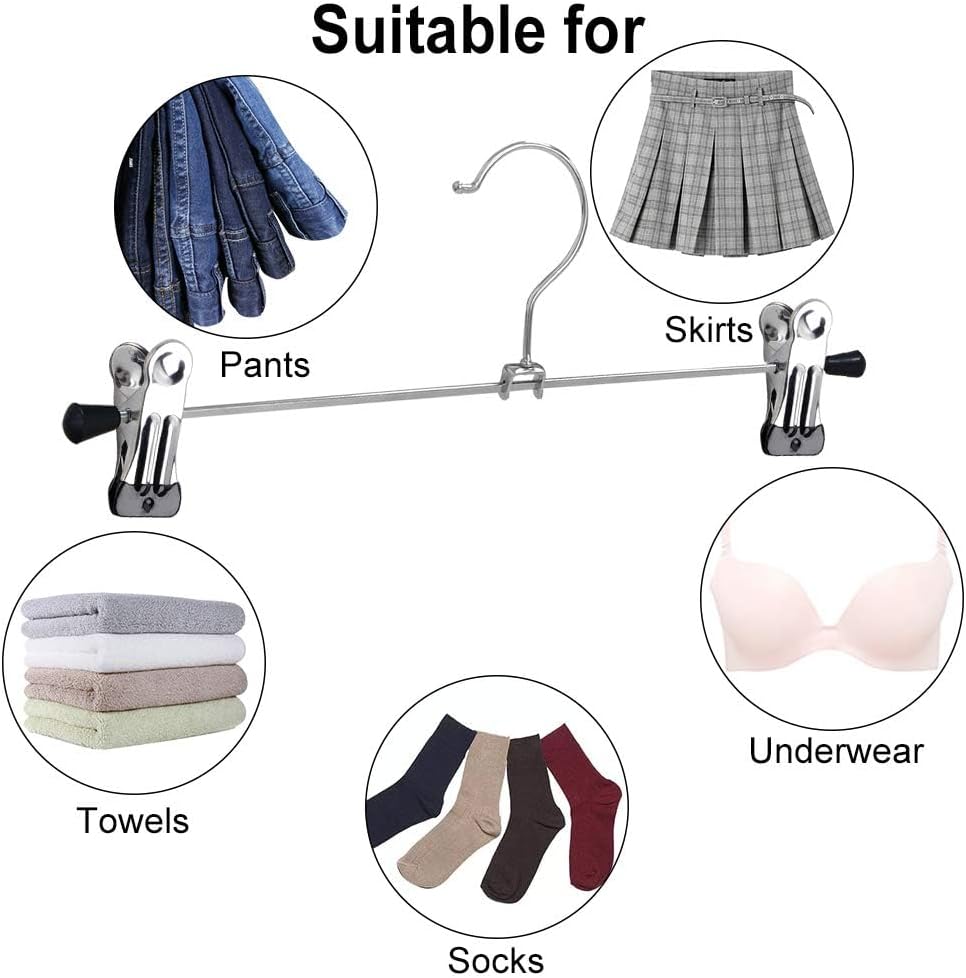 NORTHERN BROTHERS Pants Hangers 50 Pack, Skirt Hangers with Clips Shorts Hanger Closet Heavy Duty Clothes Hangers for Trousers Shirt Jeans Slim Hangers for Women Men