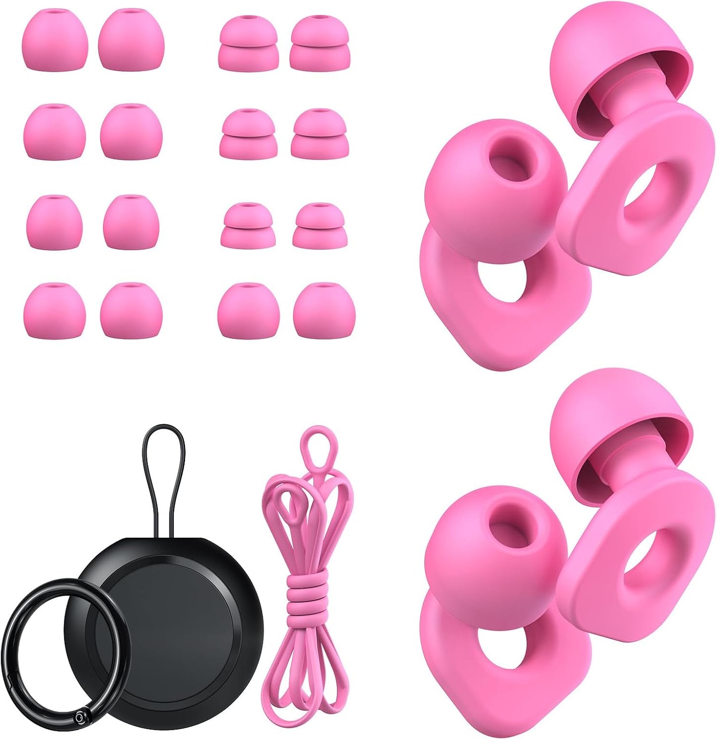 2 Pairs of Earplugs for Sleeping,Reusable Hearing Protection Earplugs with 8 Pairs Ear Tips & One Connector Cord,Soft Earplugs for Noise Reduction,Concert,Musician & Work - 25dB-30dB