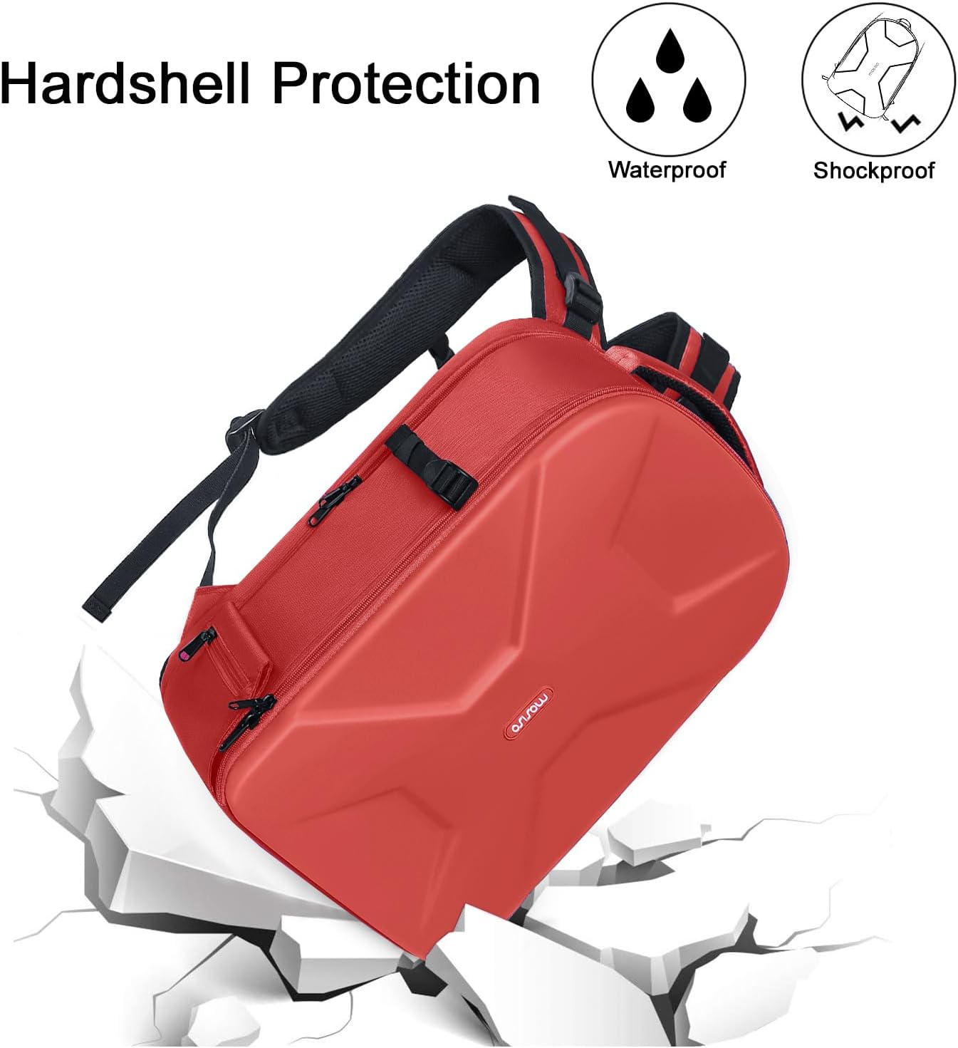 MOSISO Camera Backpack, DSLR/SLR/Mirrorless Photography Camera Bag 15-16 inch Waterproof Hardshell Case with Tripod Holder&Laptop Compartment Compatible with Canon/Nikon/Sony, Red