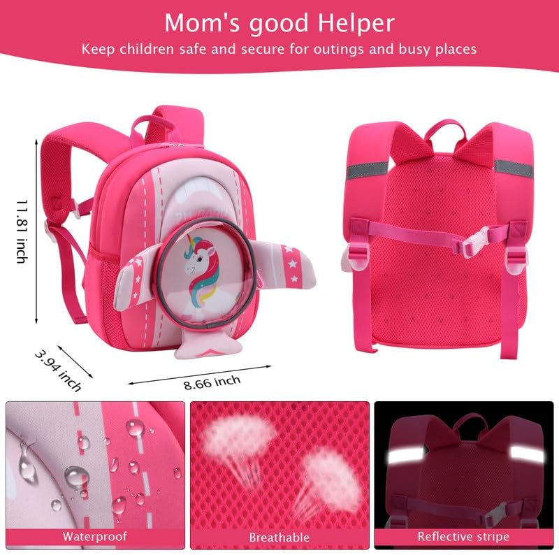 Padgene Toddler Backpacks Kids Preschool Backpack Waterproof Neoprene Animal Schoolbag Lunch backpack 3D Cartoon Dinasour Mini Travel Bag for Boys Girls Ages 3-5