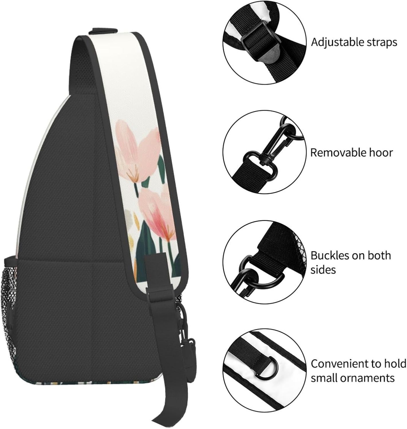 SUPLUCHOM Sling Bag Tulip Flower Watercolor Hiking Daypack Crossbody Shoulder Backpack Travel Chest Pack for Men Women