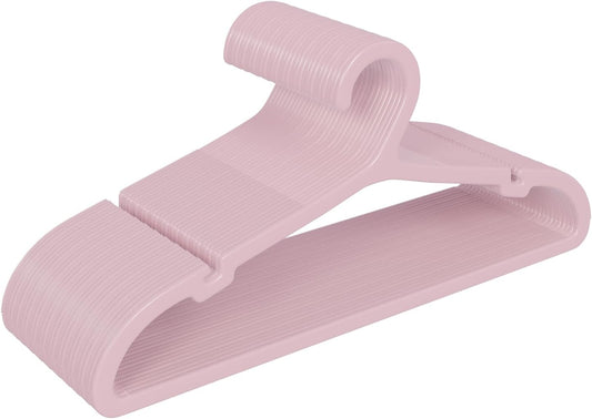30 Pack Clothes Hangers, Non Slip Plastic Coat Hangers, Space Saving, Heavy Duty, Hanging Dry Wet Clothes, 16.4" x 8.3", Light Pink, UAPY0530P