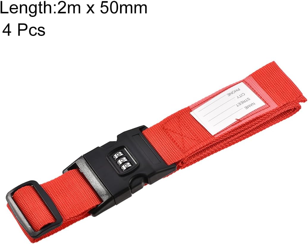 uxcell Luggage Straps Suitcase Belts with Buckle, Combination Lock, Adjustable Travel Packing Accessories