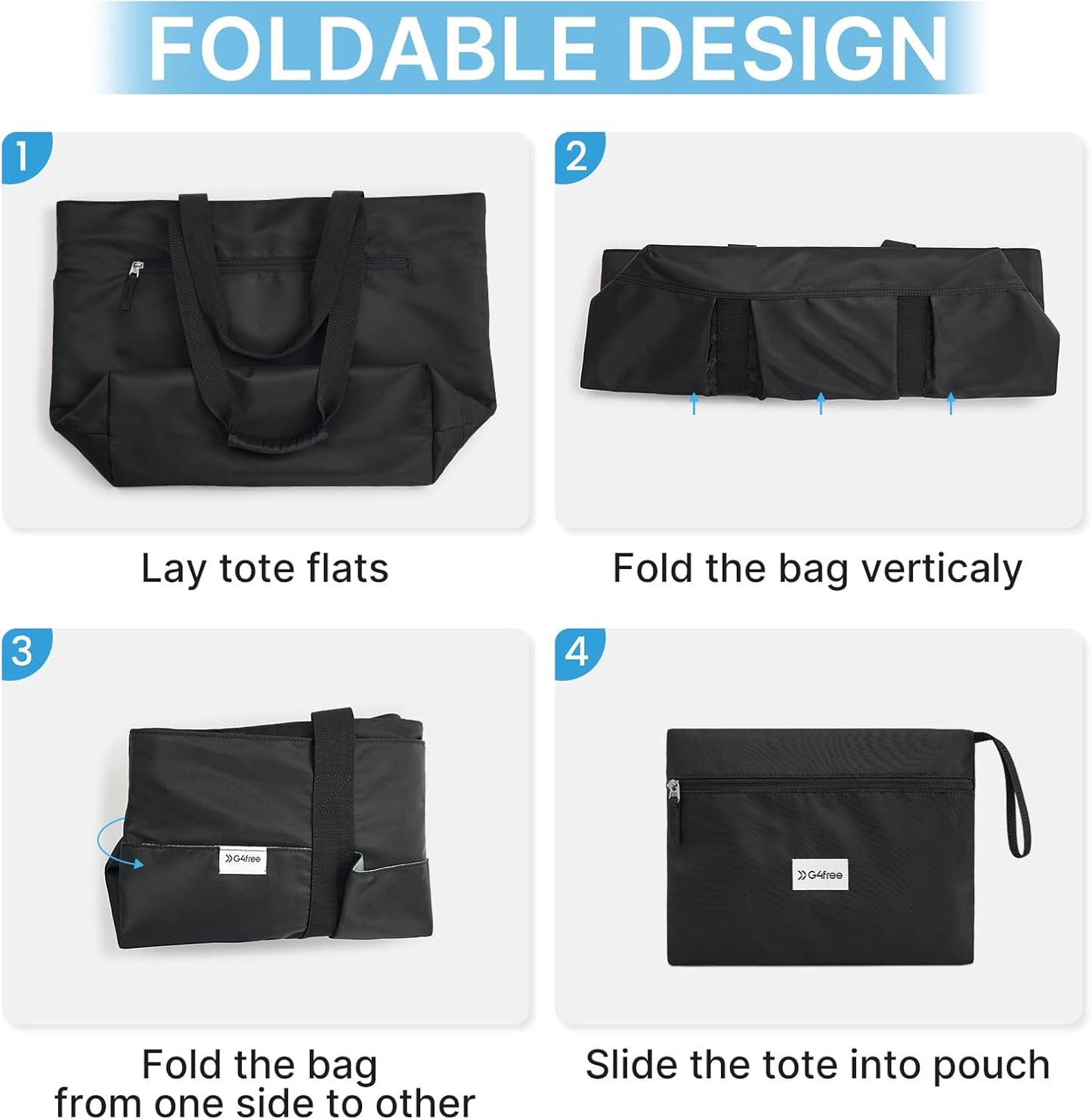 G4Free Beach Bag,Waterproof Beach Tote Pool Bags for Women,Compatible with Stanley Cup,Foldablefor Weekender Travel