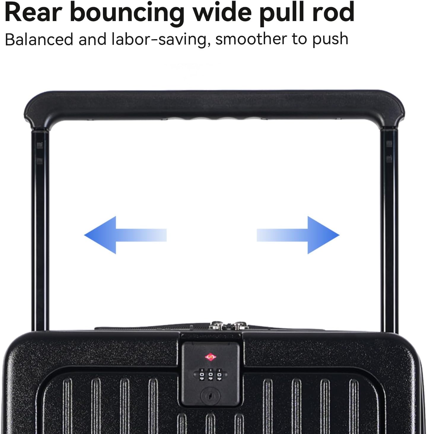 SOKOK Front Pocket Luggage Carry On with Spinner Wheels, Wide Handle Travel Suitcase PC Hardshell Durable Rolling Luggage for Business Trip with Charging Port and Cup Holder, Black