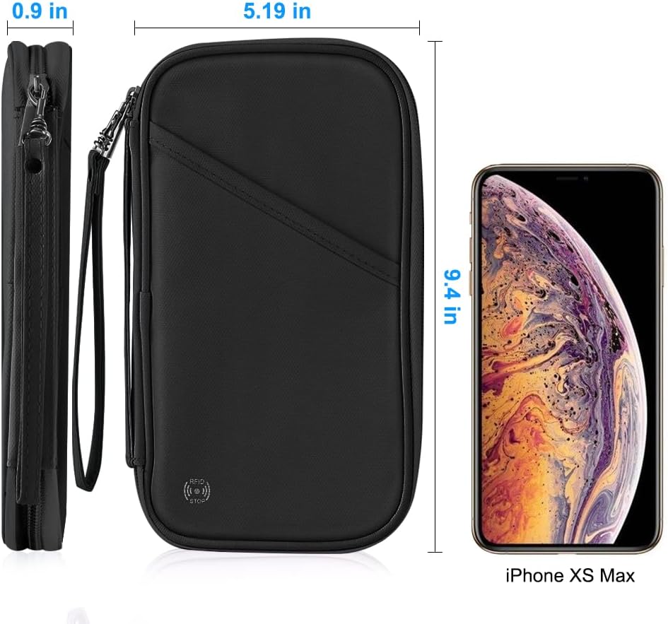 Travel Passport Wallets, Airtag Lightweight Family Passport Holder With RFID Blocking Passport Cover Case Waterproof Bag Document Organizer for Men and Women