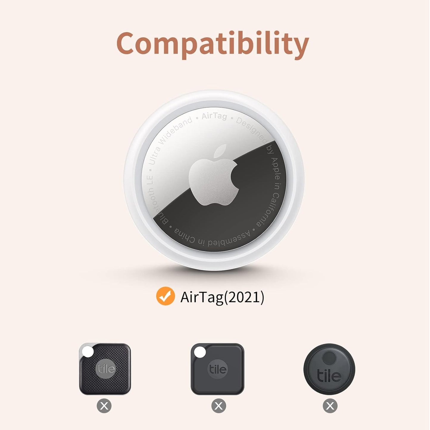 UNBREAKcable Holder for Apple AirTag - 4 Pack [Fit Tightly Design] [Easy to Install] [Hold Air Tag Securely] Waterproof TPU Shell Protective Case with All Metal Keychain Key Ring Clip (Black&Brown)