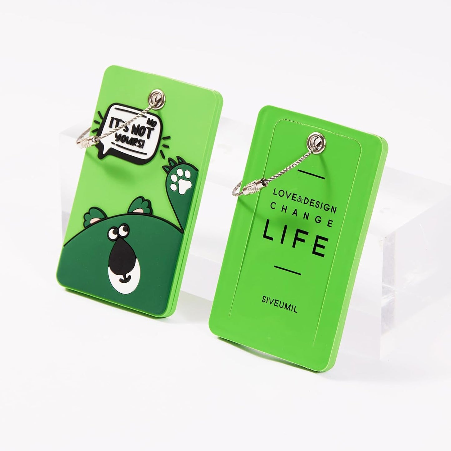2PCS 2303 Bright Silicone Luggage tag (Green)