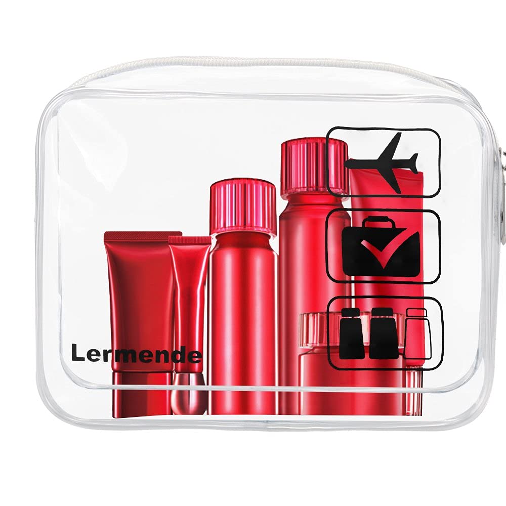 Lermende 2pcs Clear Toiletry Bag TSA Approved Travel Bag,Carry On for Travel,Airport Airline Accessories Compliant Bag,Quart Sized Makeup Cosmetic bag Women Men (Clear, 3 Pack)