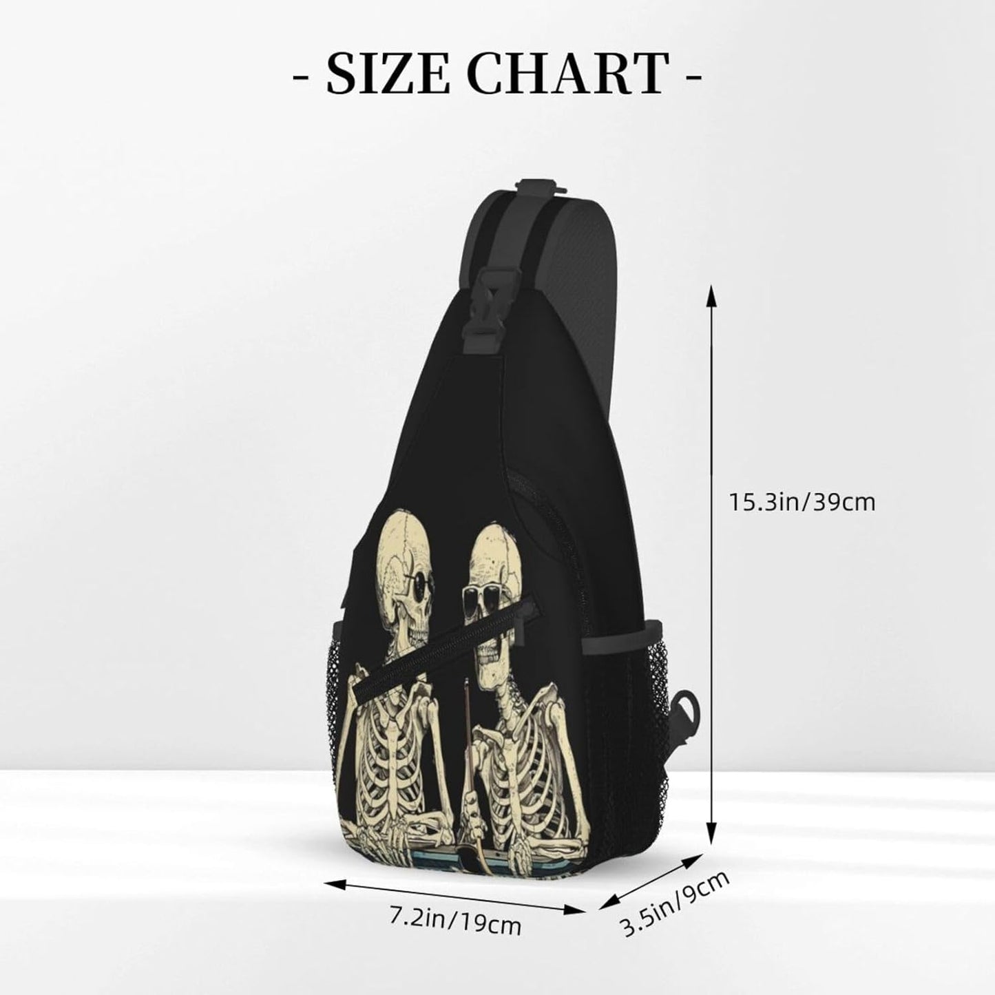 SUPLUCHOM Sling Bag Funny Skeleton Hiking Daypack Crossbody Shoulder Backpack Travel Chest Pack for Men Women