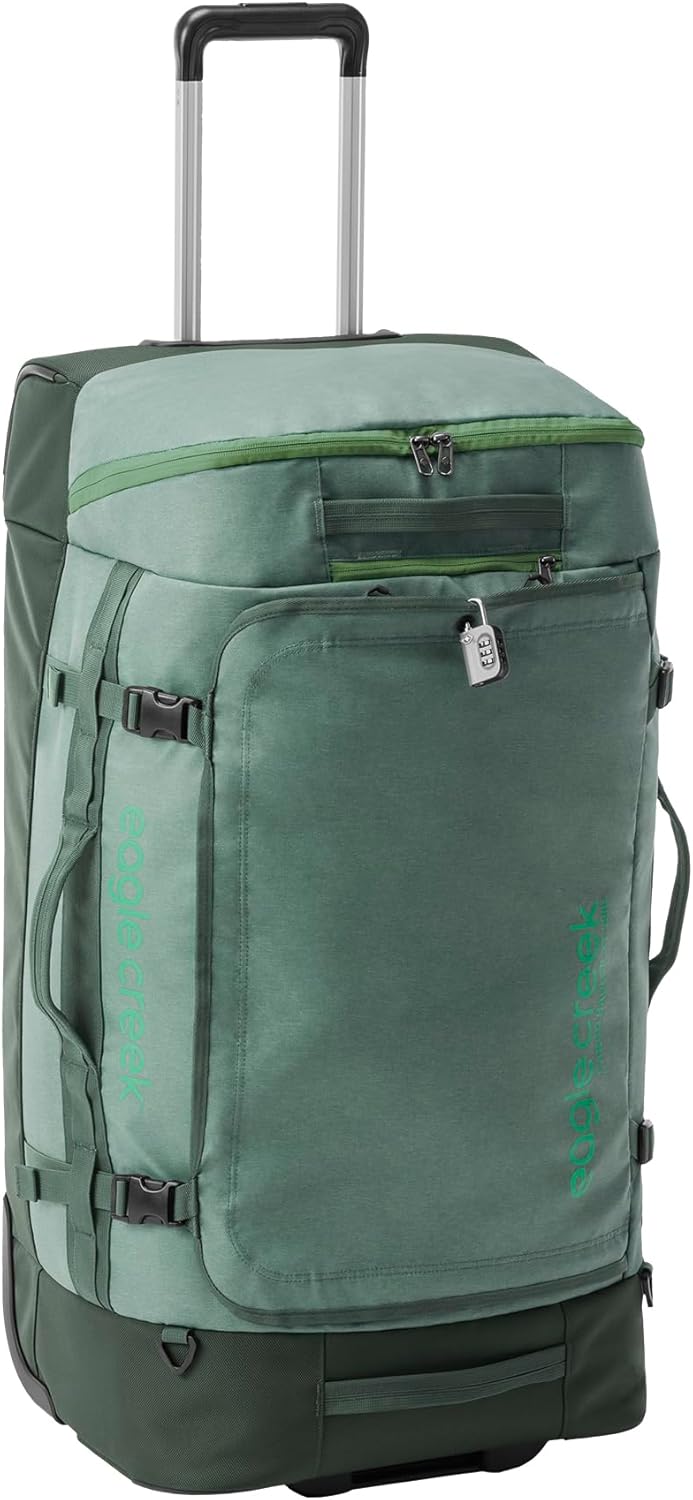 Eagle Creek Cargo Hauler XT Wheeled Duffel - Wheeled Backpack Duffel - Deployable Backpack Straps - Lockable U-Lid & Easy Access Compartment - 32" - Duck Green
