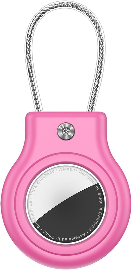 Waterproof Airtag Holder,Airtag Case with Secure Lock,Airtags Keychain for Apple Airtag,Anti-Lost Protective Cover Air tag Accessories for GPS Item Finder Tracker Luggage,Bag,Key,Pet,Cat,Dog-Rose Pink