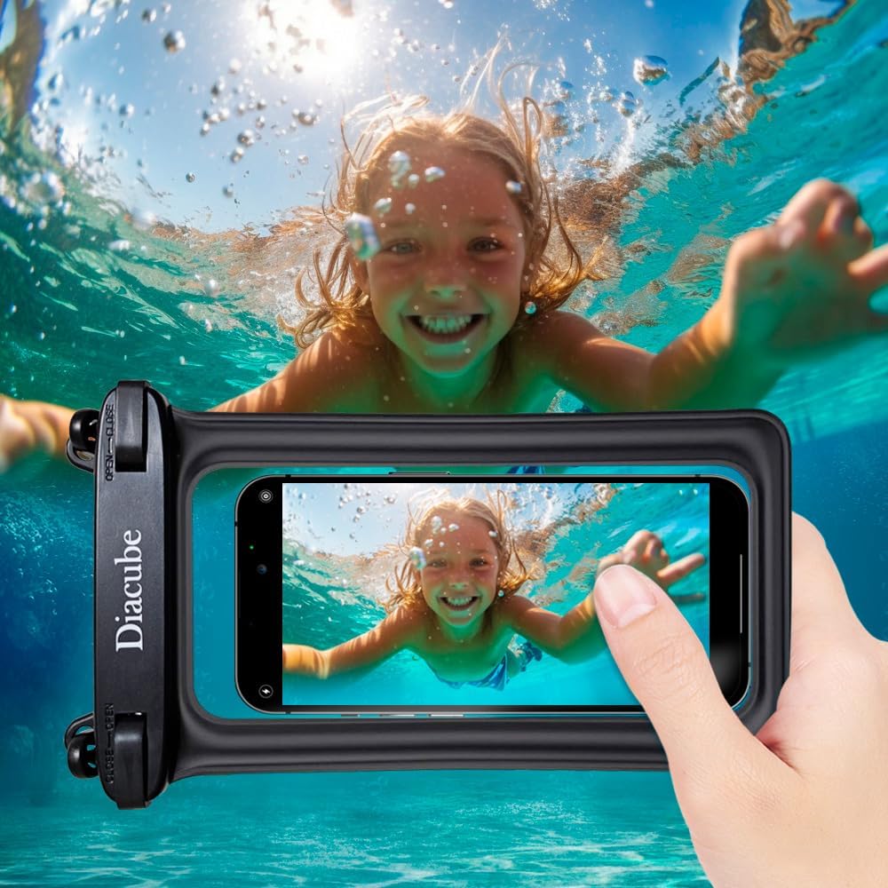 2-Pack Waterproof Phone Pouch, Universal IPX8 Floating Waterproof Case with Adjustable Lanyard for All Phones [Up to 8.3"] Beach, Waterpark & Travel Essentials - White