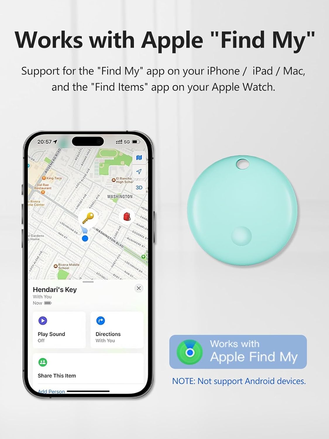 Tracker Tags, Item Finder Work with Apple Find My (iOS Only), Tracking Device Locator Smart Tag for Luggage, Keys, Wallet, Bike, Pets, Bags (Blue, 1 Pack)