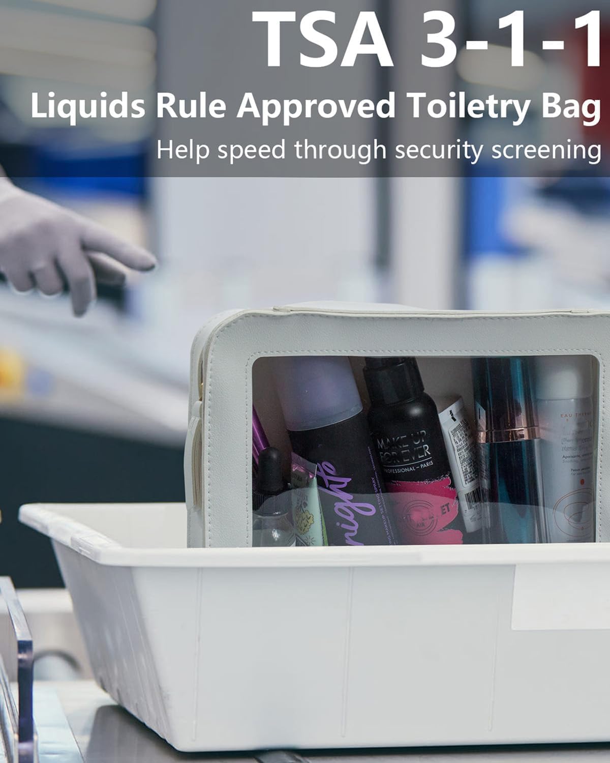 2 Pcs Clear Makup Bag Set, Small Travel Cosmetic Case Waterproof Clear Cosmetic Bags with Zipper Cute Make Up Bag Pouch Mini Car Essentials for Women Travel Car Organizer (White Set)