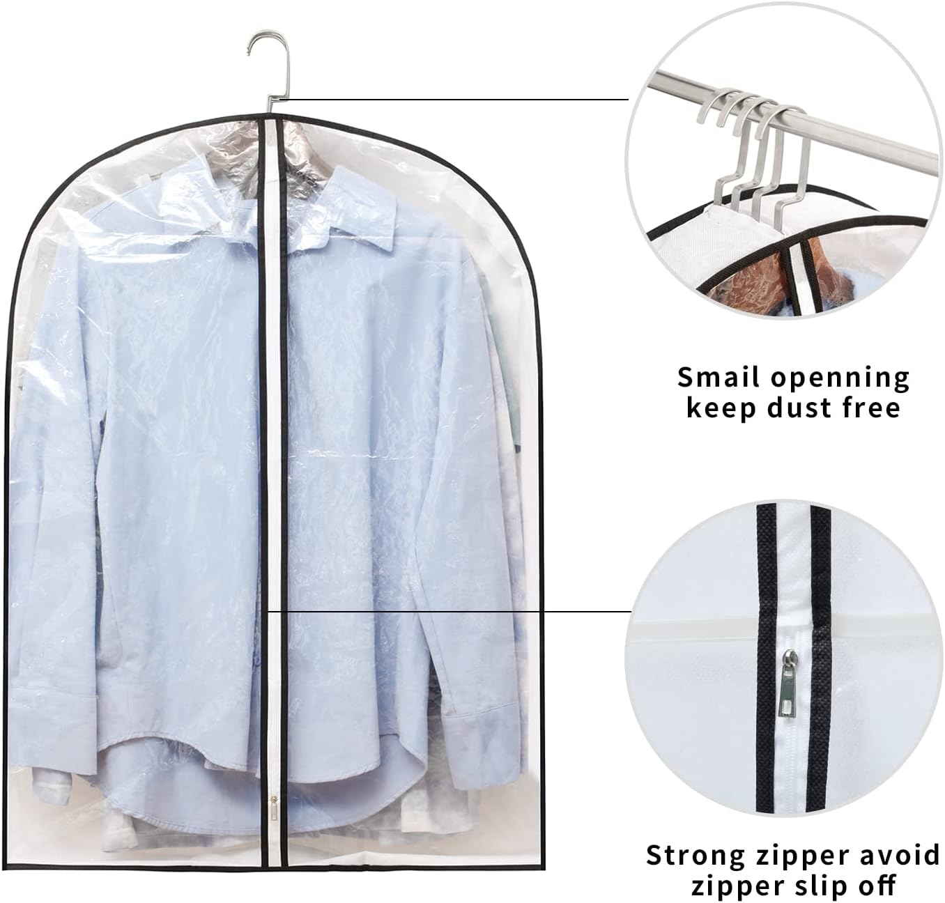 Hanging Clothes Storage with 4" Gusseted Garment Covers (Set of 6) - Clear Suit, Sweater, Shirt, Jacket Protectors for Closet - 24"x 32"x 4" / 6 Pack