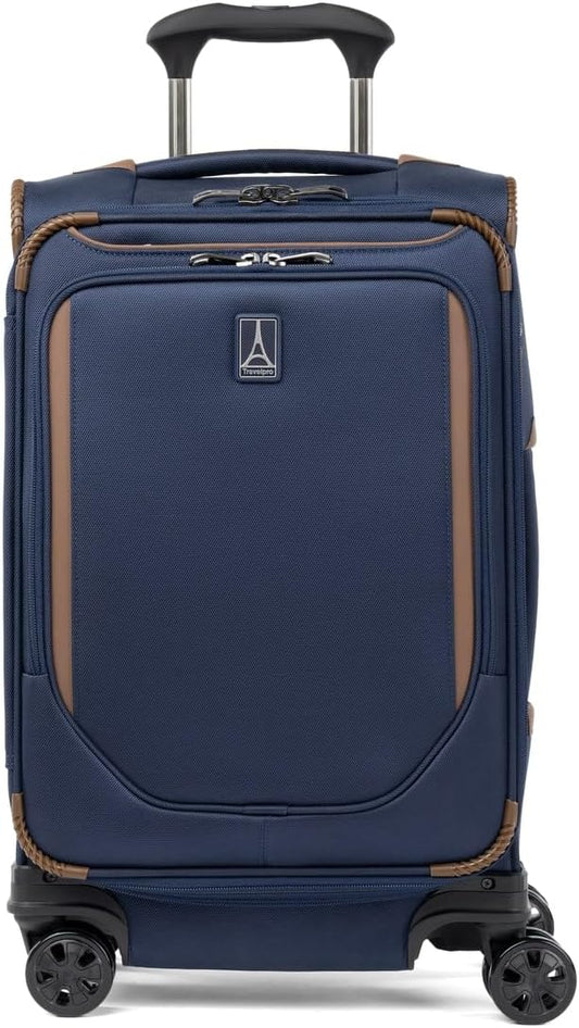 Travelpro Crew Classic Lightweight Softside Expandable Carry on Luggage, 8 Wheel Spinner Suitcase, Men and Women, Carry On 21-Inch, Patriot Blue