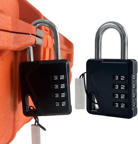 LAFENLIN 2 Pack Combination Locks, Locker Locks with Writable Tag, 4 Digit Padlock for Cases, Gym, Backpack, Backyard Gate, Fence, Hasp, Indoor, Outdoor Gate Lock, Weatherproof (Black - NO Key)