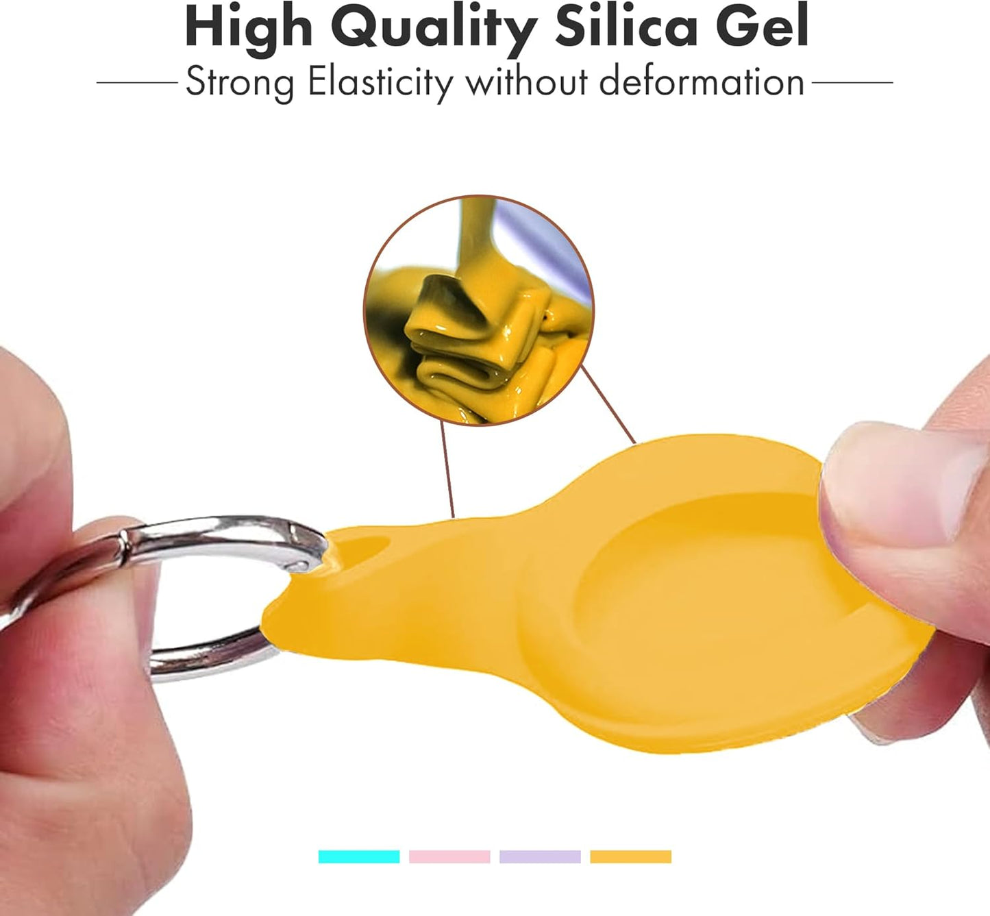 Apple AirTag Holders 4 Pack, Dustproof & Washable Cases, Silicon Covers with Accessories for Wallets, Luggage, Pet Collars, Key Finders (Teal - Purple - Yellow - Pink)