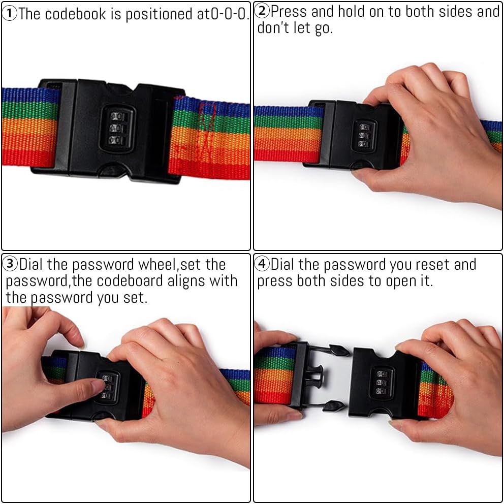 1PC Custom Embroidery Luggage Strap with Your Text/Name,Personalized Luggage Straps with Lock for Suitcases,Adjustable Suitcase Strap Belt Tag for Secure Travel