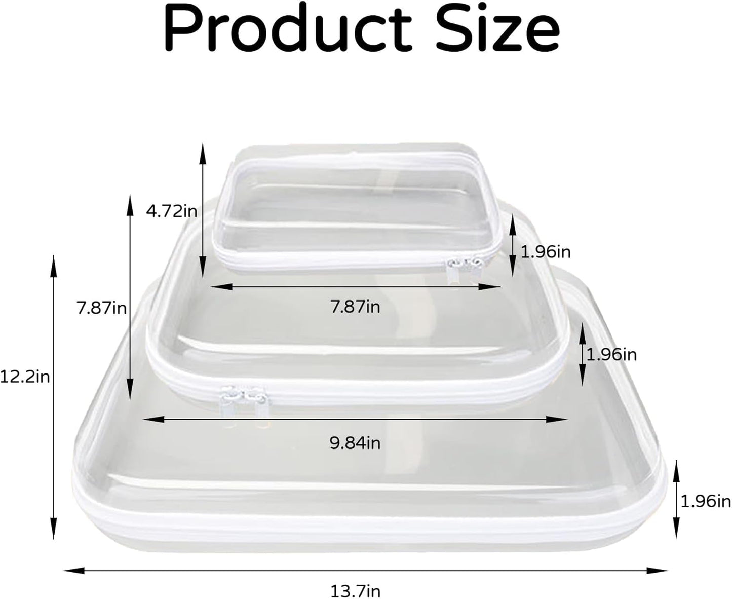 3PCS Zippered Transparent Cases for Snacks,Portable Waterproof Cosmetic Bag with Zipper,Clear Hard Shell Zipper Case for Cosmetic Storage, Putting Snacks, Pencil Case