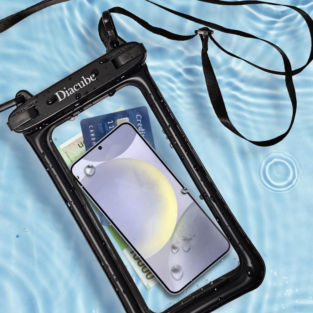2-Pack Waterproof Phone Pouch, Universal IPX8 Floating Waterproof Case with Adjustable Lanyard for All Phones [Up to 8.3"] Beach, Waterpark & Travel Essentials - White