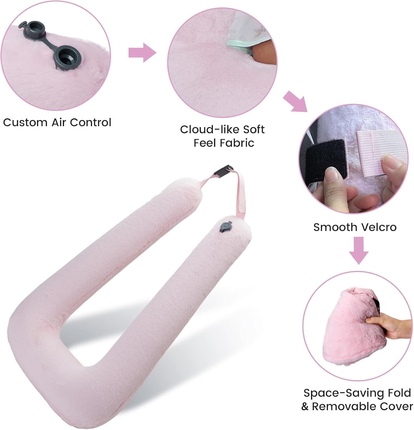 Car Pillow for Kids, Professional Inflatable Kids Car Pillow for Sleeping Carseat Travel - Safe, Reliable - Inflatable Travel Pillows for Kid Adult Car Seats Pink