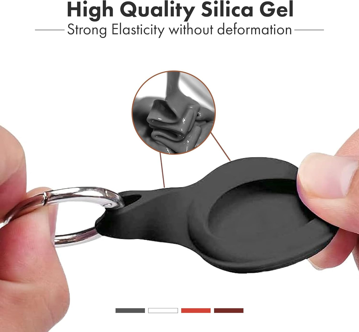 Apple AirTag 4 Pack Shockproof, Dustproof & Washable Cases, Silicon Holders with Accessories for Wallets, Luggage, Pet Collars, Key Finders (White - Gray - Orange - Maroon)