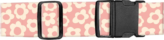 Luggage Straps for Suitcases, Adjustable Travel Belt, Durable Wide Luggage Strap, Cute Suitcase Strap Identifiers with Buckle, Bag Straps for Luggage, Pink Cute Flowers
