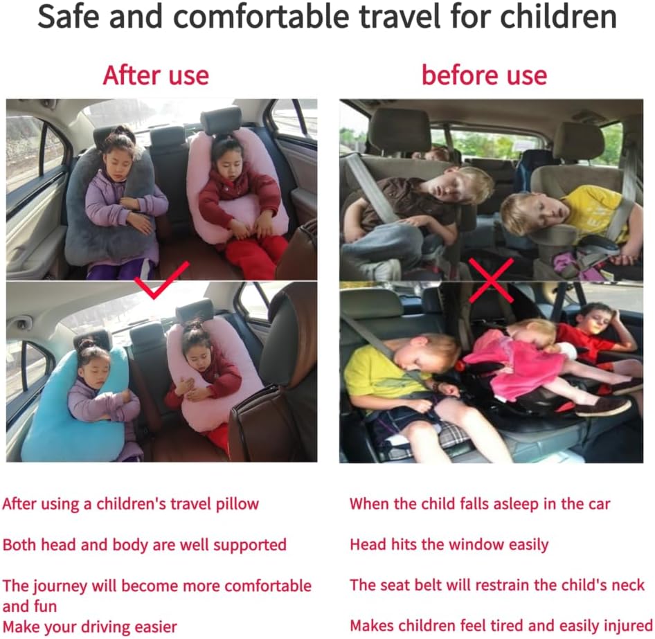 Travel Pillow Cushion for The Back Seat of Car Car Pillow for Kids A Sleeping Artifact Suitable for Long-Distance Travel of Adults and Children Travel Pillow for Kids Blue