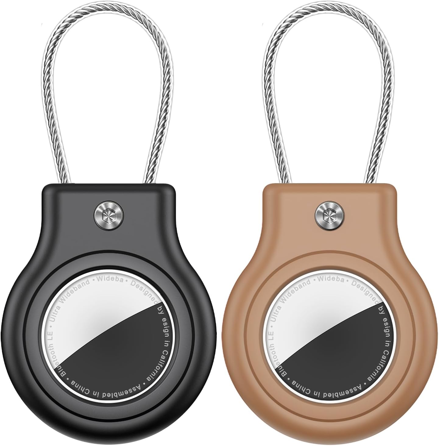 Waterproof Airtag Holder,2 Pack Airtag Case with Secure Lock,Airtags Keychain for Apple Air tag,Anti-Lost Protective Case Air tag Accessories for GPS Item Finder Tracker Luggage,Key,Pet-Black/Brown