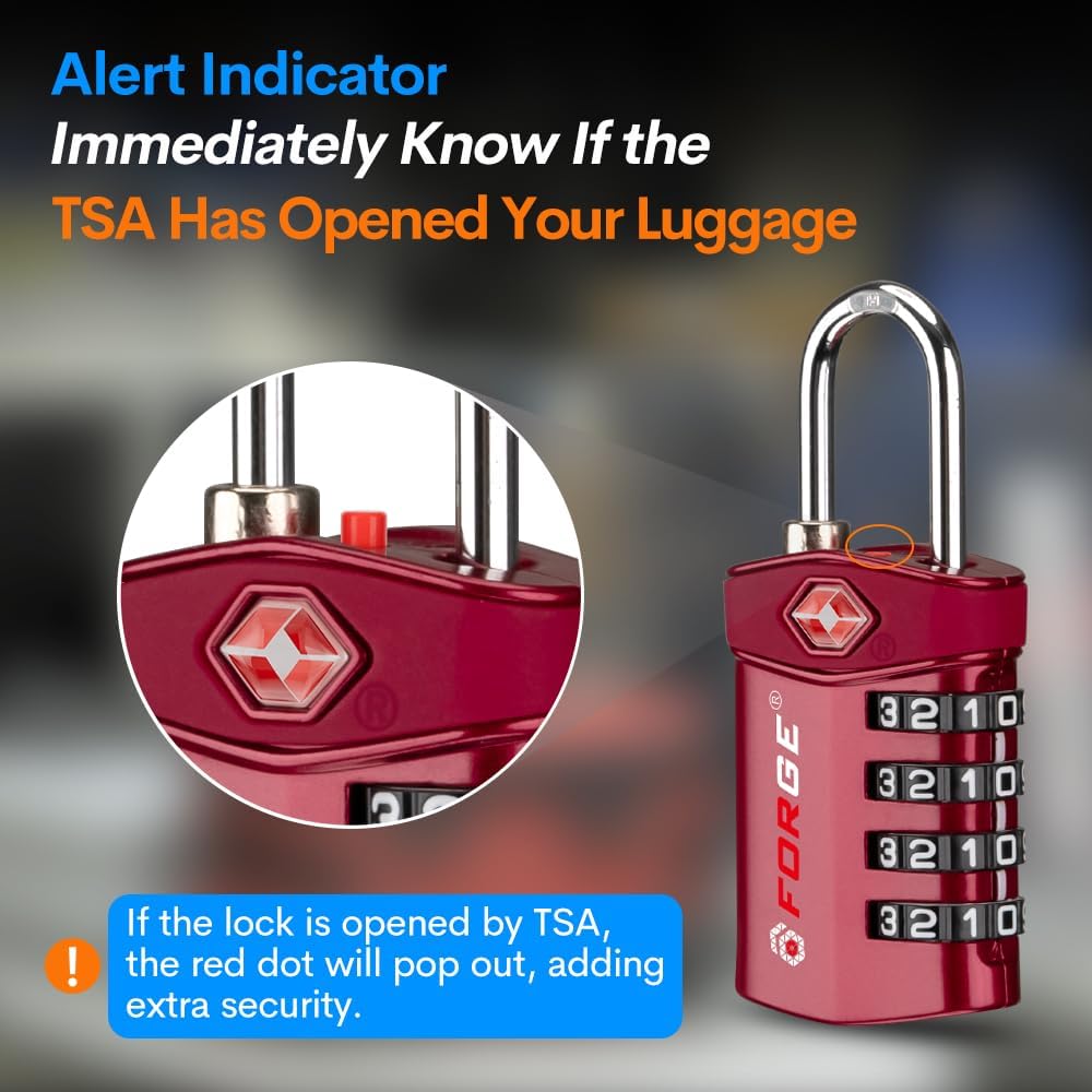 Forge Travel Lock,TSA Approved Luggage Locks for Air Travel, Gym Lockers, School Lockers, Pelican Cases, Gun Case, Easy Read Dials, Durable Alloy Body