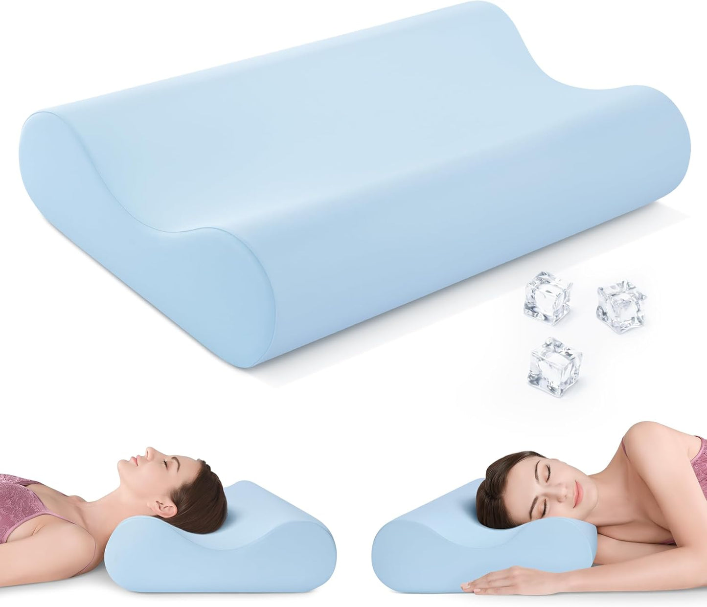 AM AEROMAX Queen Size Firm Contour Memory Foam Pillow, Cervical Pillow for Neck Pain Relief, Neck Orthopedic Sleeping Pillows for Side, Back and Stomach Sleepers.