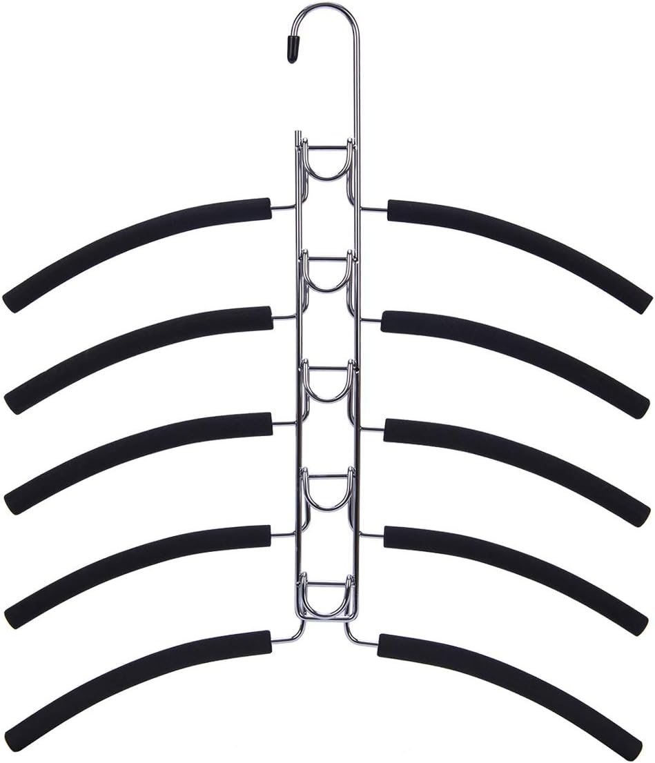 Nature Smile No Shoulder Bump Multiple Sweater Coat Clothes Hangers,Multi Layers Space Saving T Shirt Blouse Rack,(2 Pack Black Color)