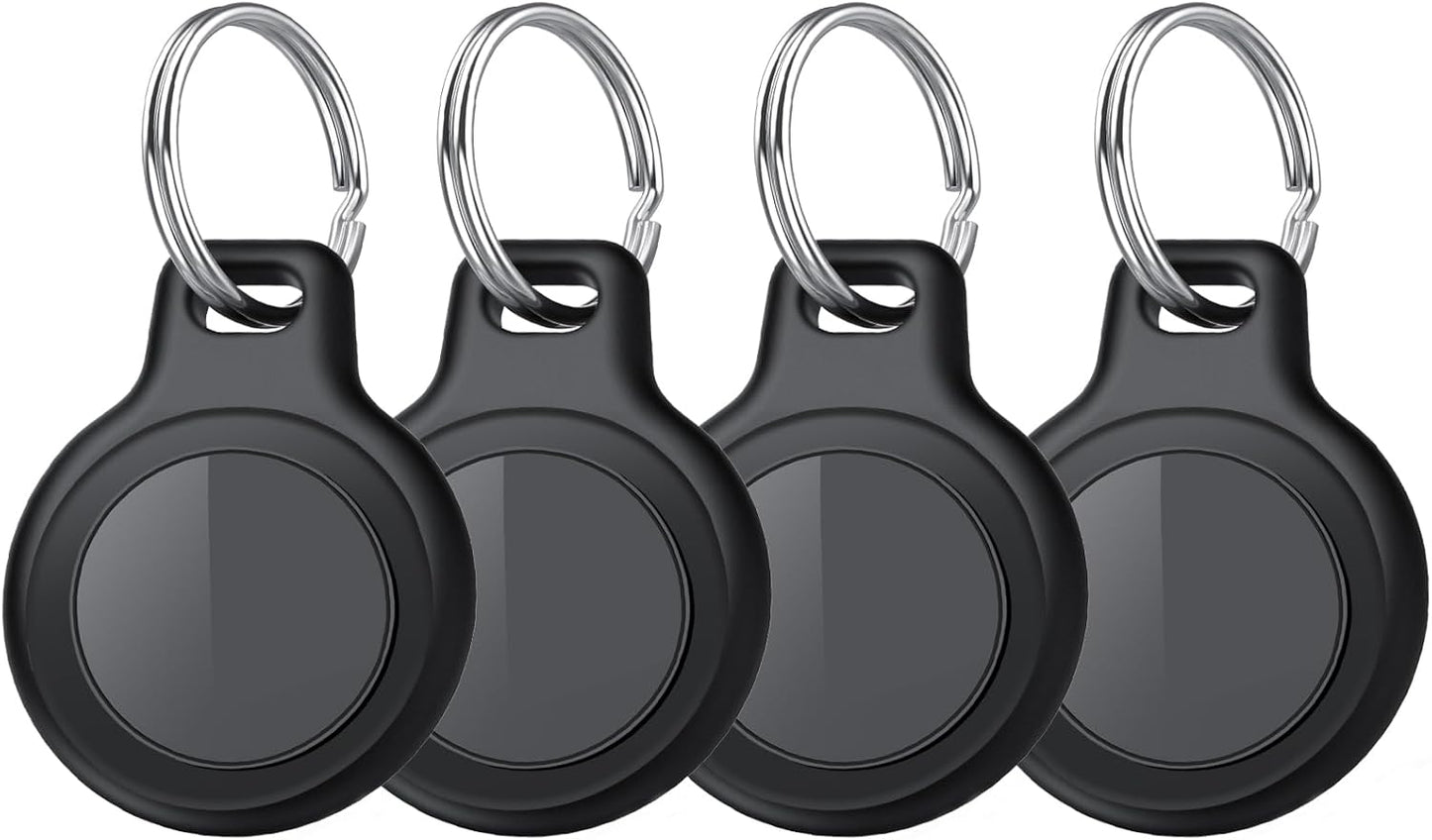 Bluetooth Tracker Tag for Apple Find My (iOS Only), GPS Tracker with Replaceable Battery, Item Finder for Keys, Luggage Tracker and Wallet Tracker, Suitable for Indoor & Outdoor Use, 4-Pack Black