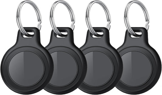 Bluetooth Tracker Tag for Apple Find My (iOS Only), GPS Tracker with Replaceable Battery, Item Finder for Keys, Luggage Tracker and Wallet Tracker, Suitable for Indoor & Outdoor Use, 4-Pack Black