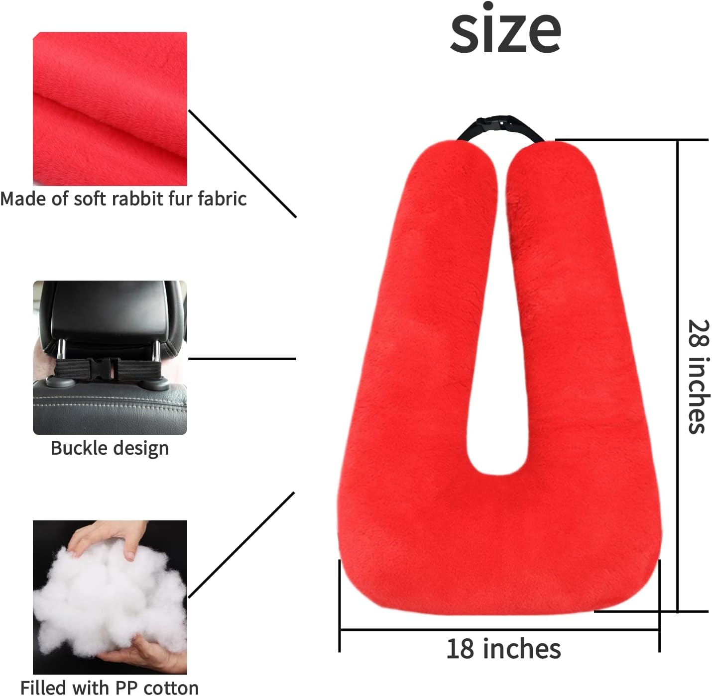 Travel Pillow Car Pillow Kid Car Sleeping The Sleeping Aid for Adults and Kids on Road Trips Kids Travel Pillow Red
