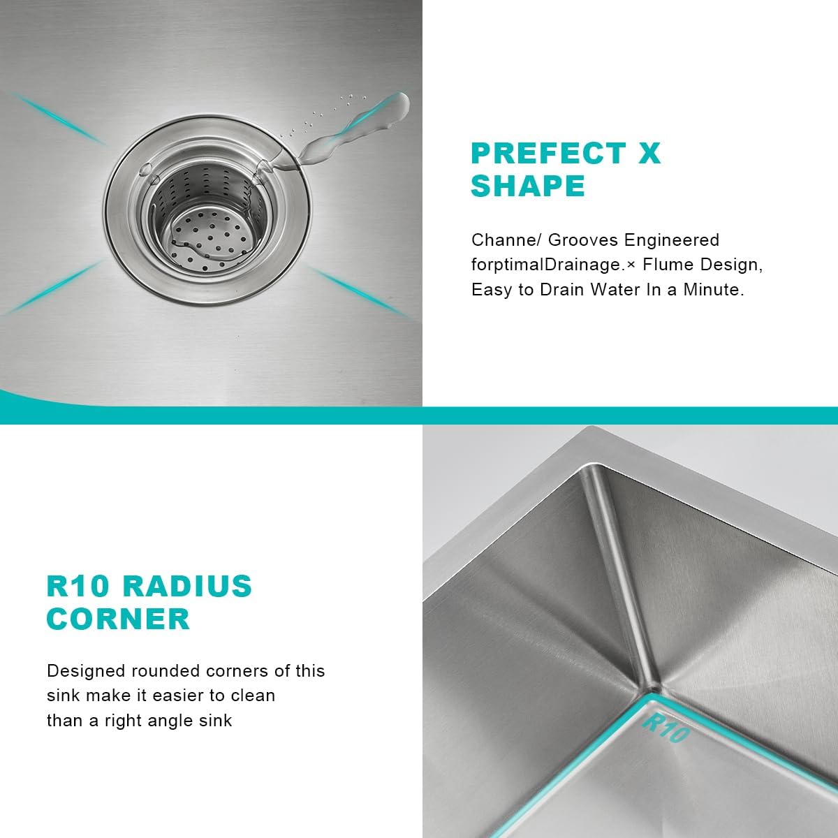 25 x 22 Inch Undermount Kitchen Sink, 18 Gauge 304 Stainless Steel Handmade Large Commercial Single Bowl Deep Basin, Brushed