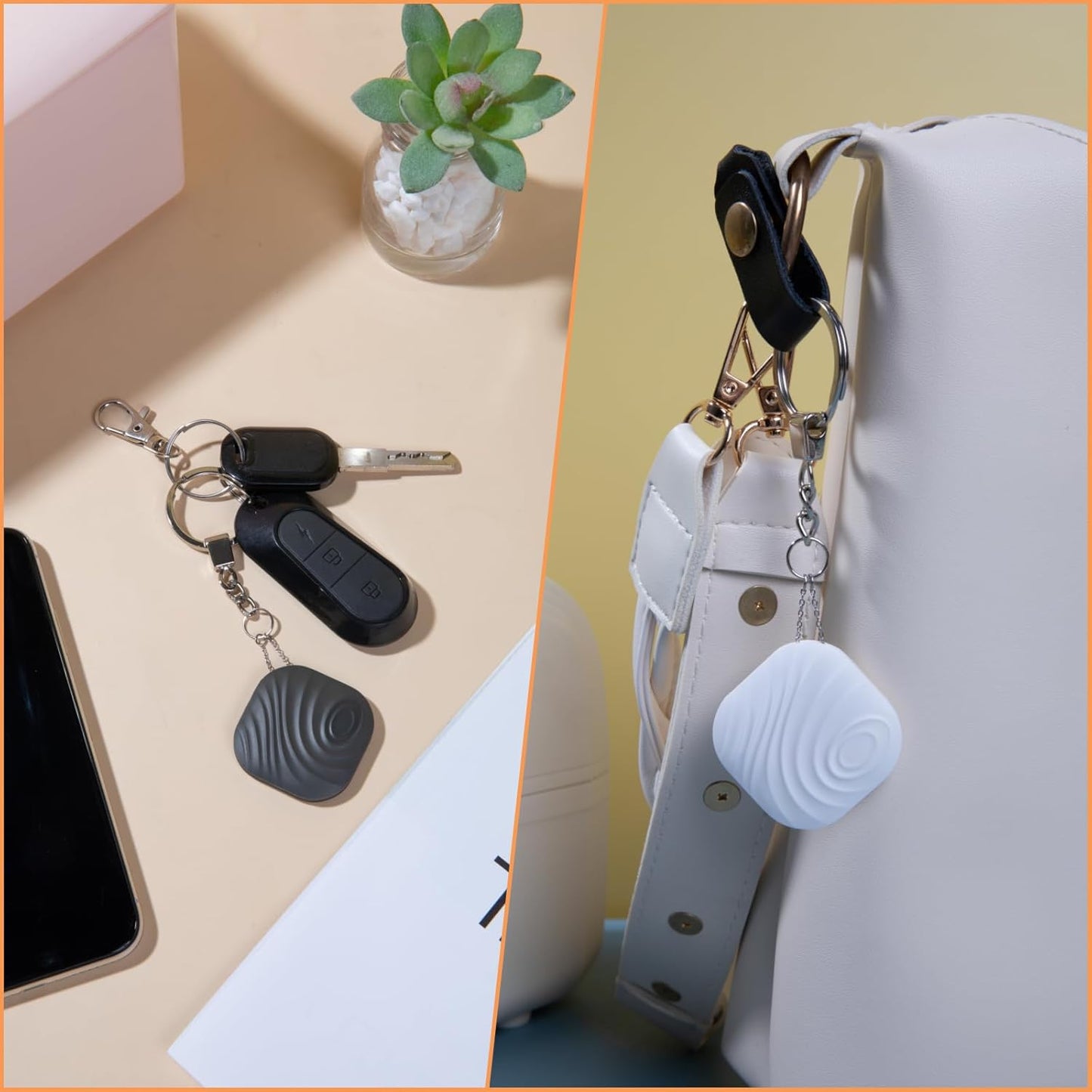 Findthing Key Finder Smart Tag 4-Pack - Bluetooth Tracker Item Locator with Key Chain - Both iOS and Android Compatible for Keys Pet Wallets Backpacks and Tablets