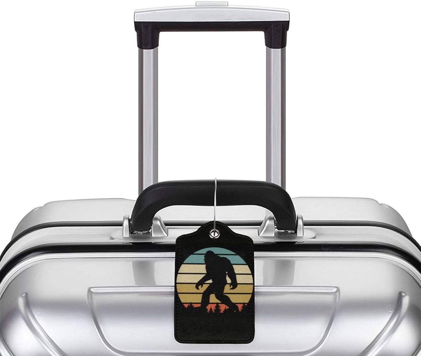2 Pcs Bigfoot Luggage Tags for Suitcases, Funny Sasquatch Luggage Tags, Bachelorette Honeymoon Anniversary Christmas Birthday Travel Bag Gift for Men Women, Privacy Cover ID Label with Steel Loop